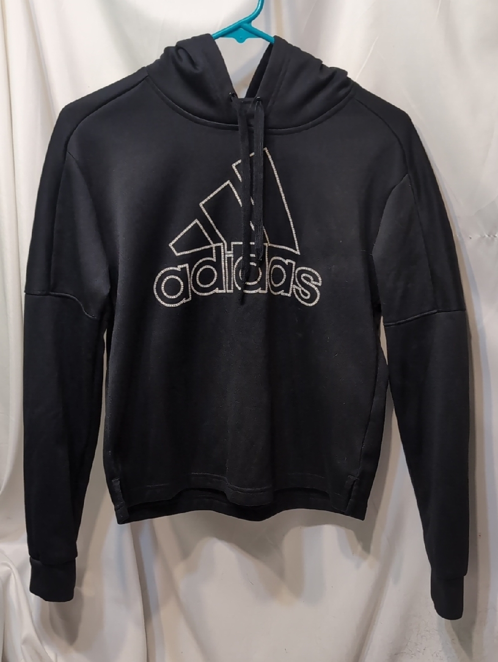 Women's adidas Sporty Black Hoodie with White Logo Stitching Size Small